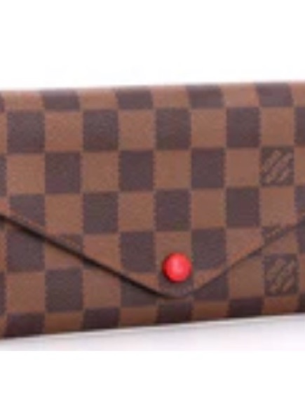 Louis Vuitton Brown Damier Wallet With Red Interior